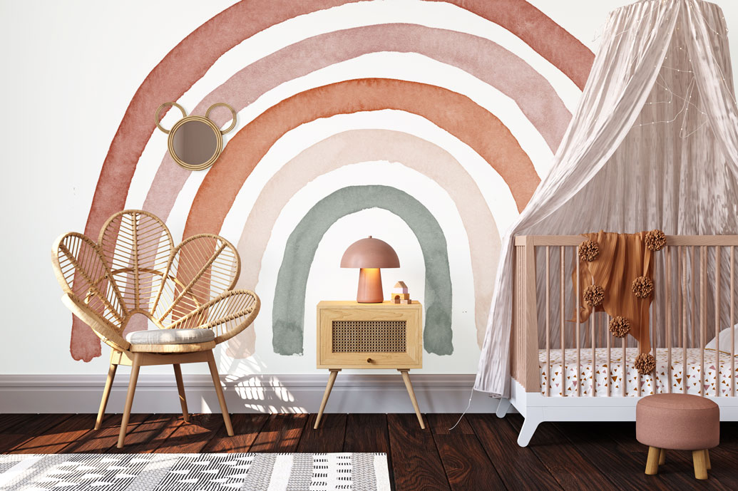 Watercolor Rainbow in Earthy Tones Wall Mural
